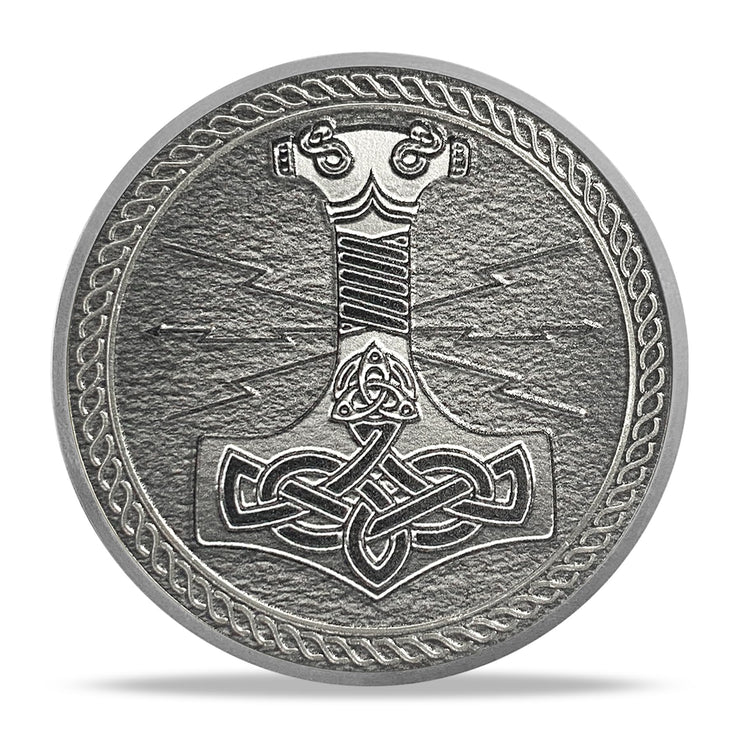 Thor Viking Norse God with Mjölnir and Runes Challenge Coin