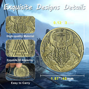 Viking Warrior coin with Wolves Norse Mythology Odin Viking God Coin