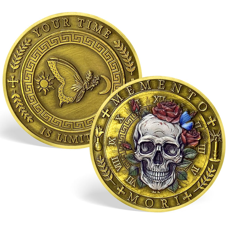 Memento Mori Vivere Stoic Reminder Token for Daily Stoic 3D Skull Challenge Coin