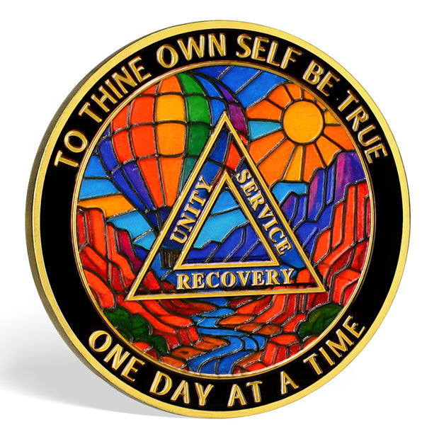 Hot Air Balloon Valley Sobriety Coin