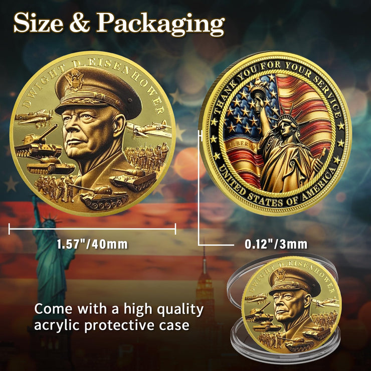 Thank You for Your Service Veteran Military Challenge Coins(Dwight D. Eisenhower)