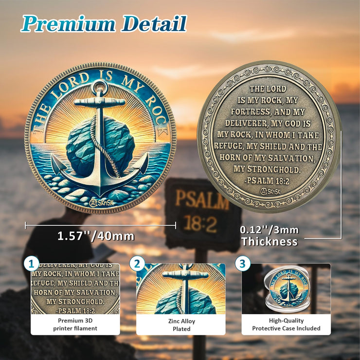 The Lord is My Rock Christian Challenge Coin