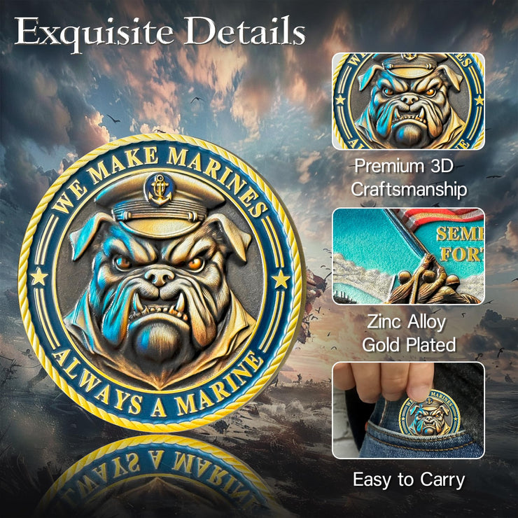 Bulldog Design US Marine Corps Graduation Token USMC Navy Veteran  Challenge Coin