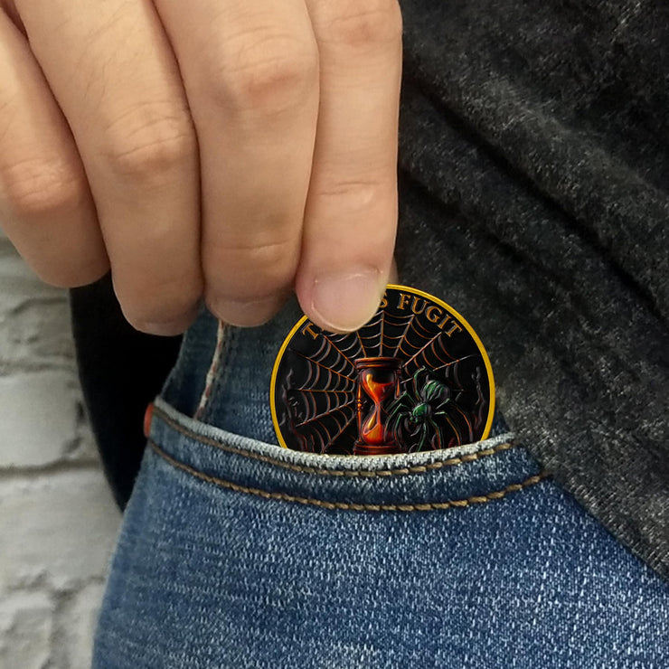 Memento Mori Skull Spider Challenge Coin