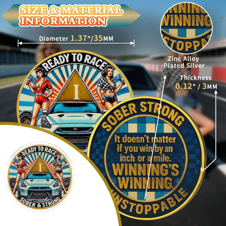 Personalized Ready to Race Race Queen Sobriety Coin