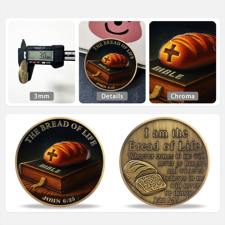 Bible Bread Religious Coin Inspirational Bible Verse Medallion