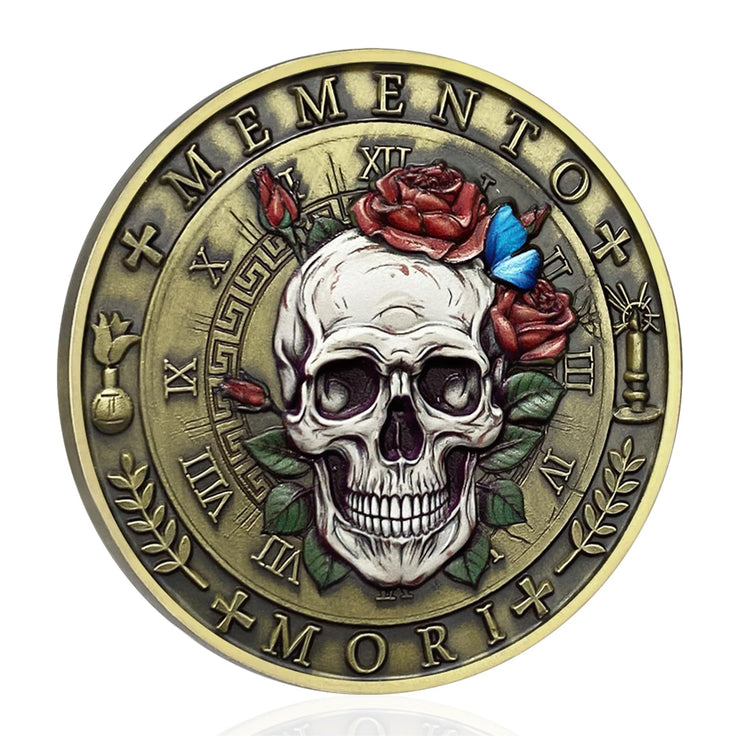 Stoic Reminder Token for Daily Stoic Meditations 3D Skull Memento Mori Challenge Coins