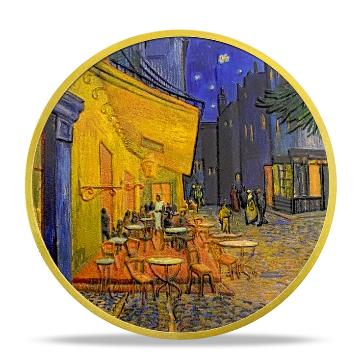 Coffee Shop Terrace at Night Art Coin Gifts Set