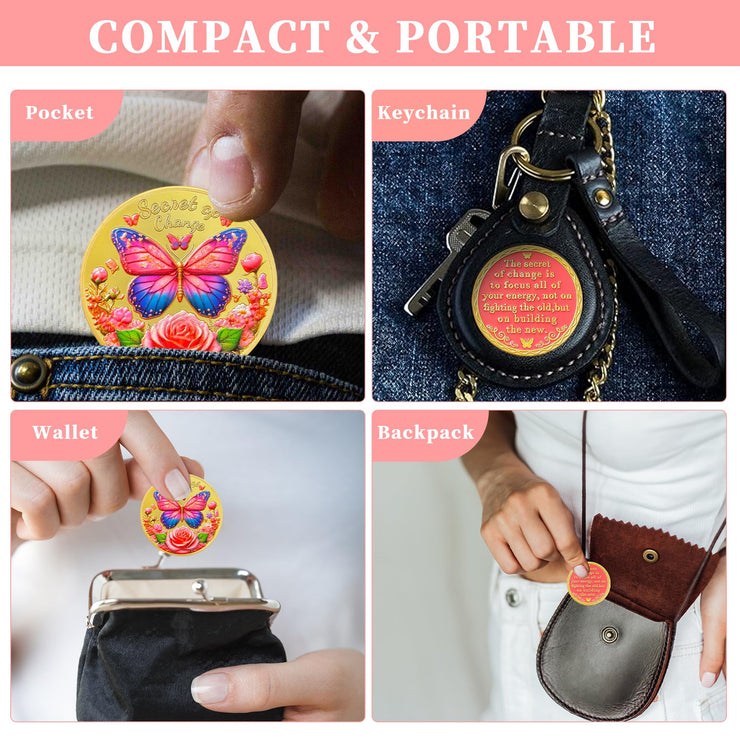 Butterfly Recovery Affirmation Sobriety Coin