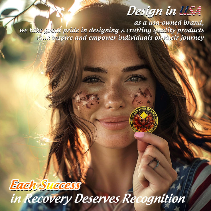 Personalized Reborn from Fire Delicate Phoenix Sobriety Coin
