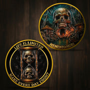 Memento Mori Challenge Coin Skull Cave & Hourglass Token with Life is Limited Make Every Day Count Pocket Coin