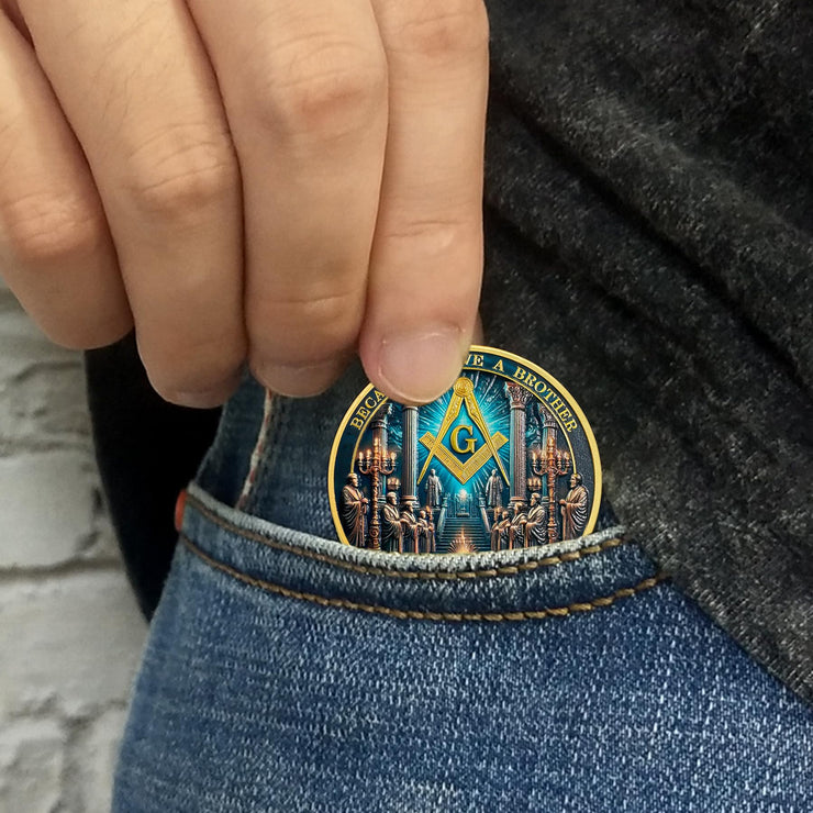 Gold & Blue Round Prayer Masonic Coins