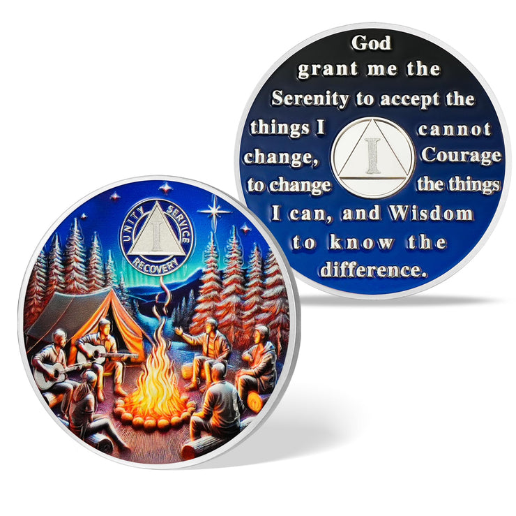 Personalized Camp Bonfire Sobriety Coin