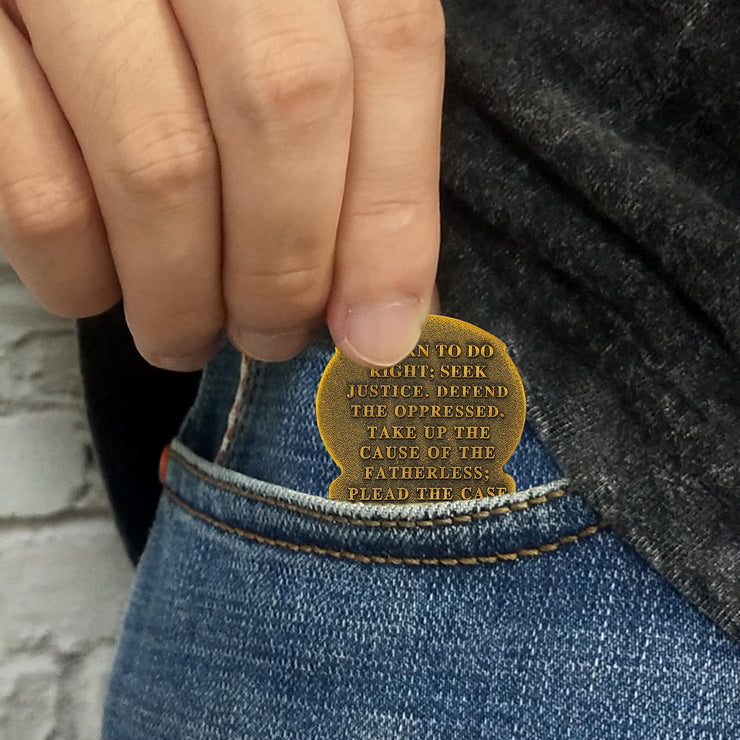 US Police Challenge Coin Scales of Justice-Isaiah 1:17 Bible Verse