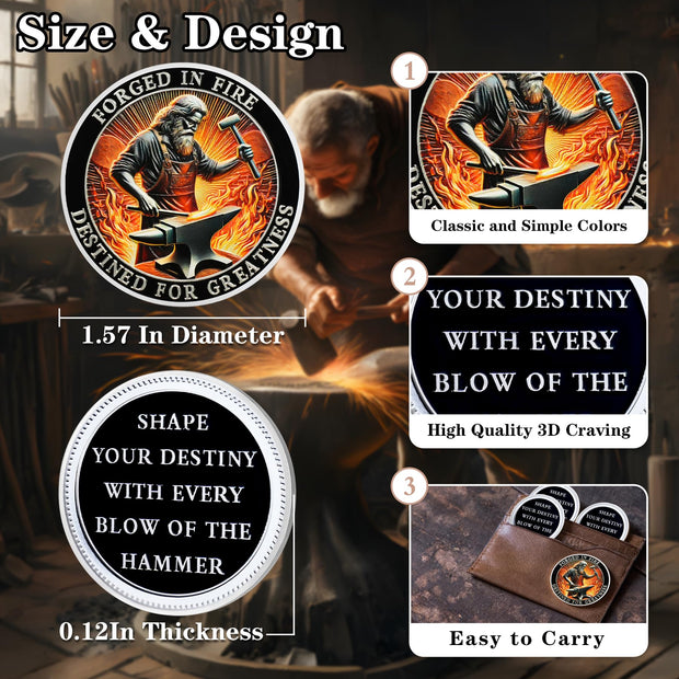 Blacksmith Hammering Forged in Fire Challenge Coin