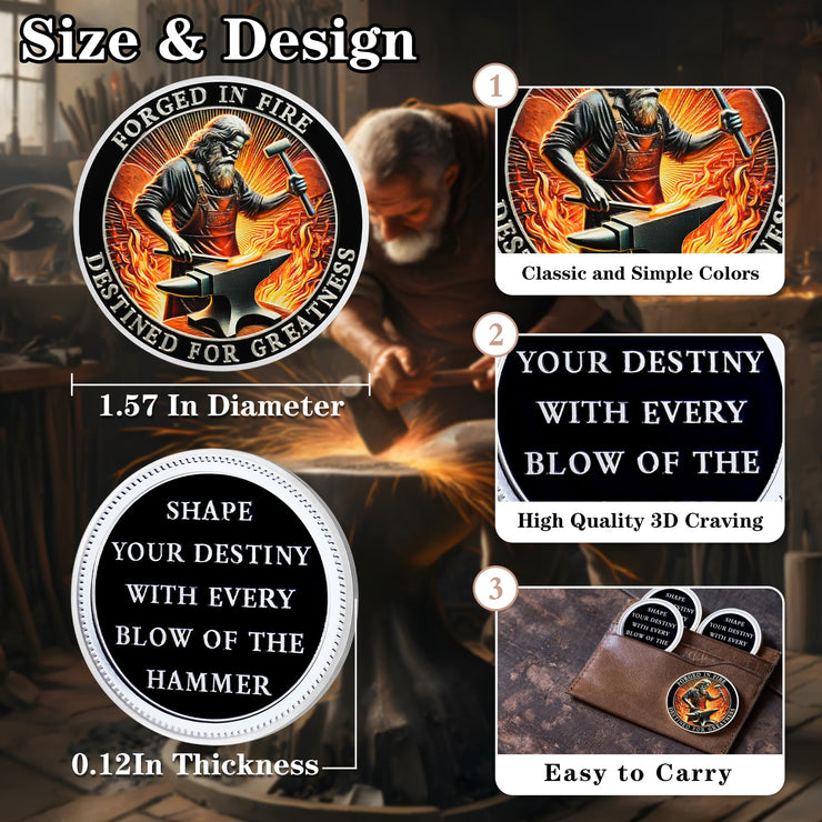 Blacksmith Hammering Forged in Fire Soberity Challenge Coin