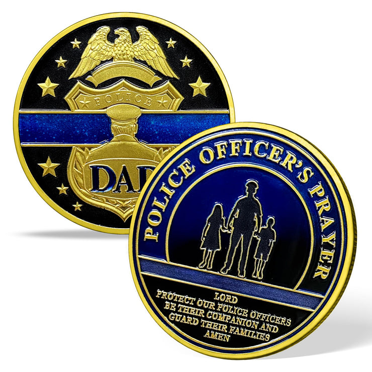 Patriotic Police Dad Challenge Coin