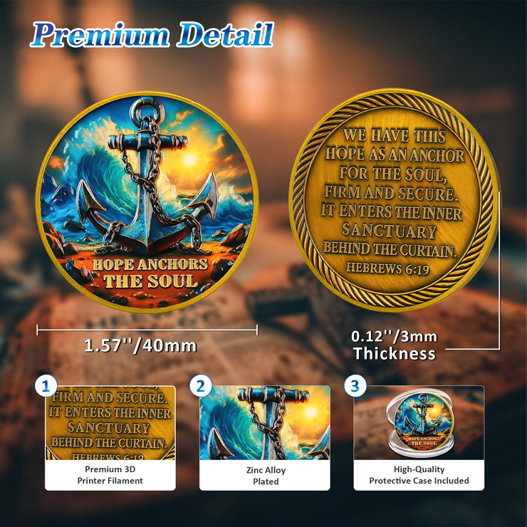 Hope Anchor Hebrews 6:19 Jesus Religious Christian Challenge Coin