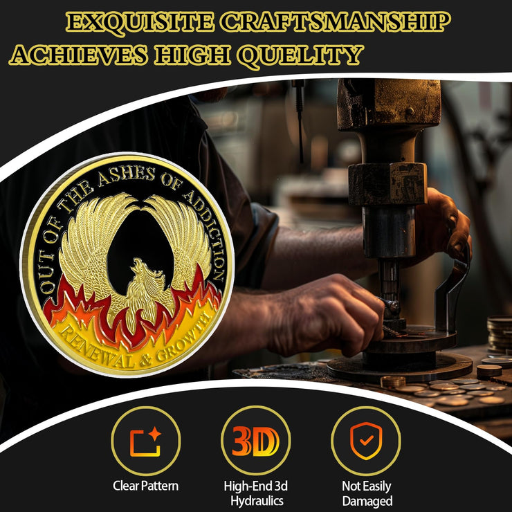 Rebirth from the Ashes Phoenix Sobriety Coin