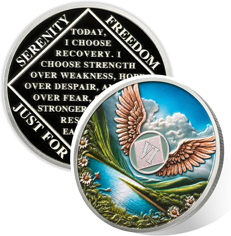 Personalized Wings of Freedom Sobriety Coin