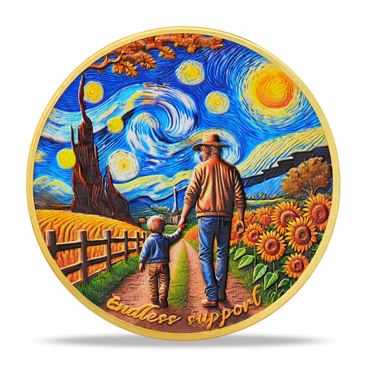 Sunflowers and Stars Father Challenge Coin