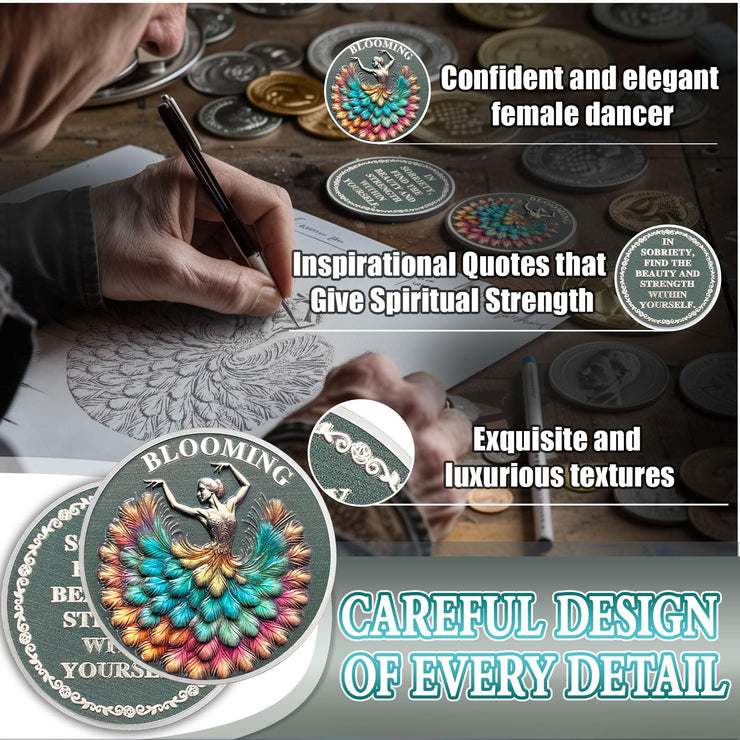 Blooming & Awakening Dancing Life Sobriety Coin