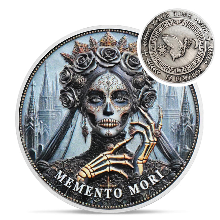 Skull Butterfly Stoic Gothic Queen Memento Mori Coin