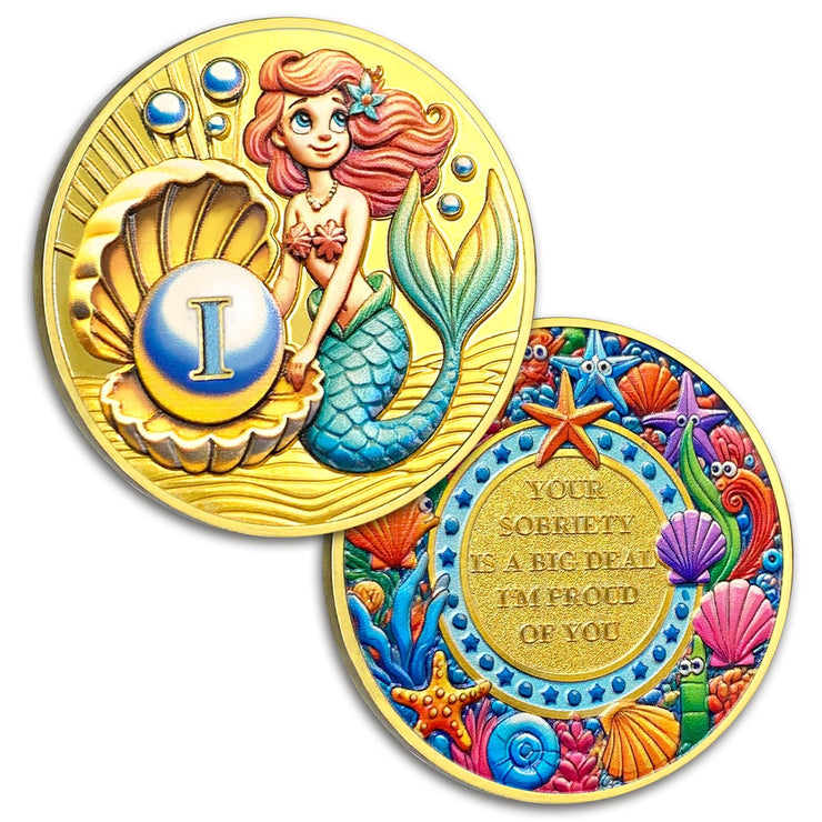 Beauty & Courage Mermaid 1-3 Year Sobriety Coin