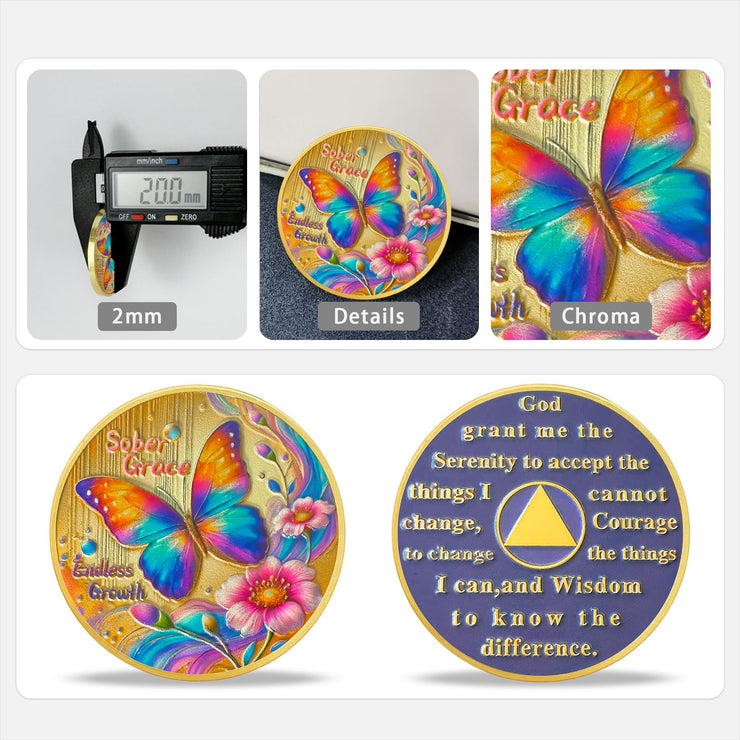 Butterfly Blossom Sobriety Coin