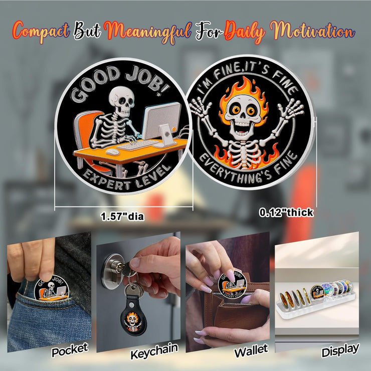 Everything's Fine Stress Relief Humorous Motivational Coin