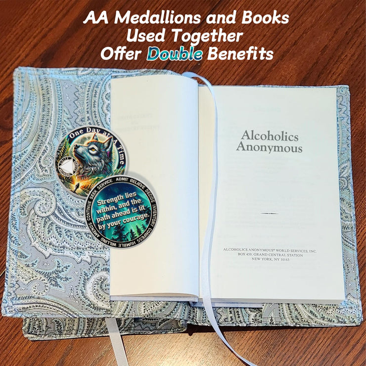 Personalized Recovery Triangle Forest Wolf One Day at a Time Sobriety Coin