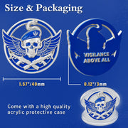 Wings of Vigilance Thin Blue Line Skull Police Challenge Coin