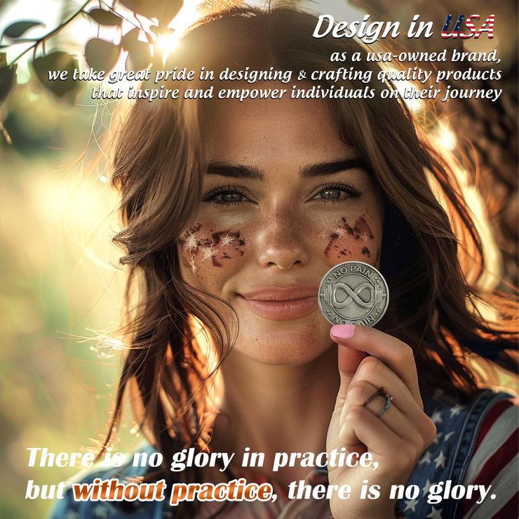 No Pain No Gain Inspirational Motivational Infinity Challenge Coin