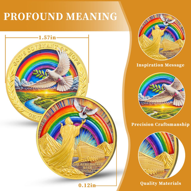 Dove, Rainbow & Bible Verses Noahs Ark Christian Coin