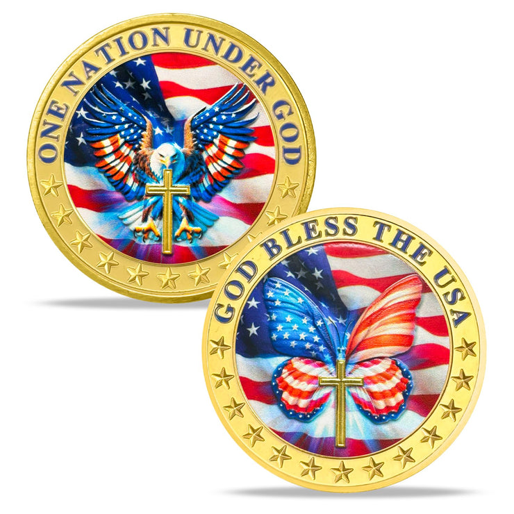 Veteran Faith Christian God Bless The USA Military  Challenge Coins