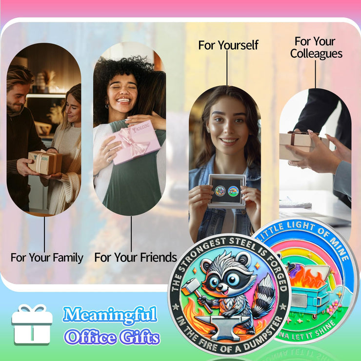 Cute Raccoon Resilience & Hope Dumpster Fire Challenge Coin