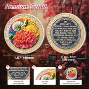 Pretty January Birth Flower Sobriety Coin