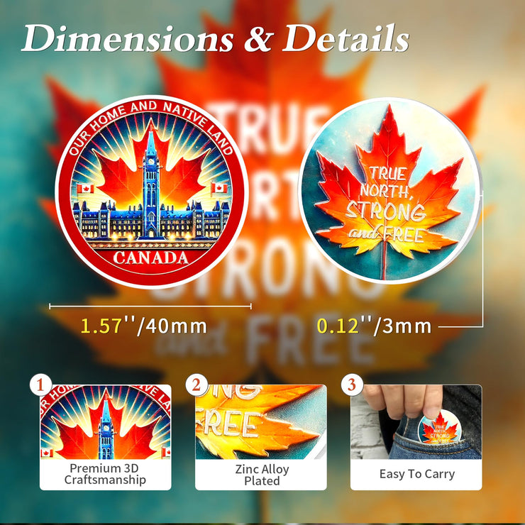 Honoring Canadian Independence Maple Leaf Canada Military Challenge Coin