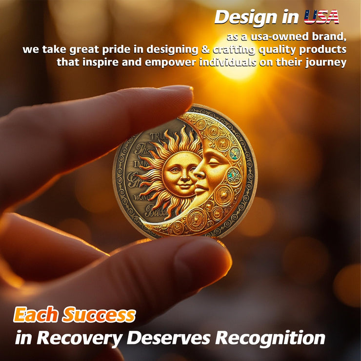 Celebrate Living Clean Narcotics Alcoholics Anonymous  Sunflower Blessing Sobriety Coin