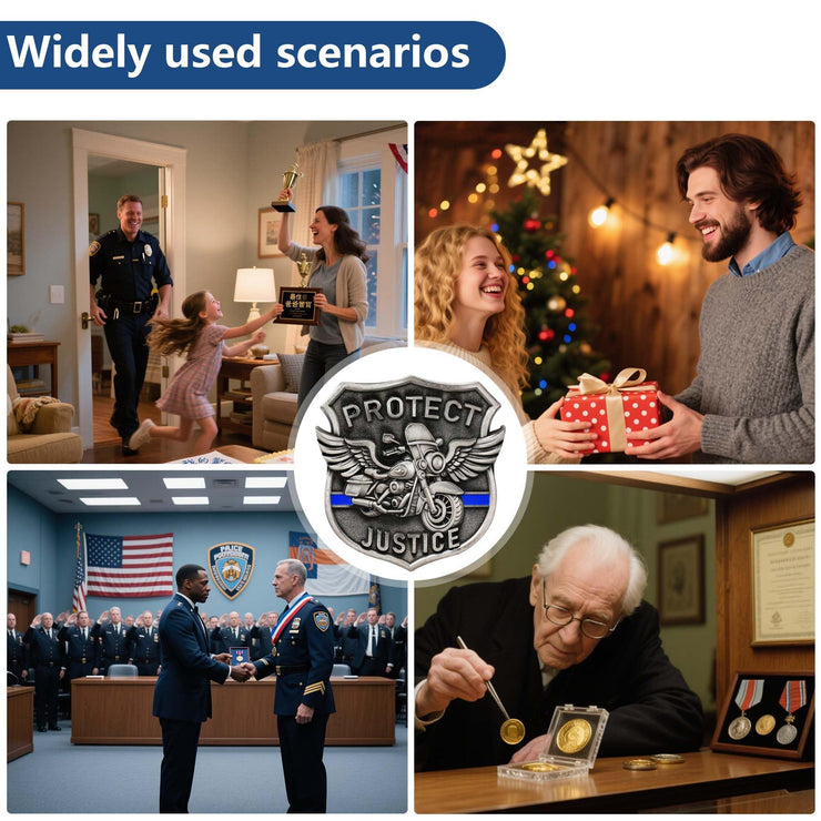 Unique Shape Motorcycle Police Challenge Coin