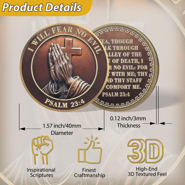 I Will Fear No Evil The Lords Prayer Christian Challenge Coin