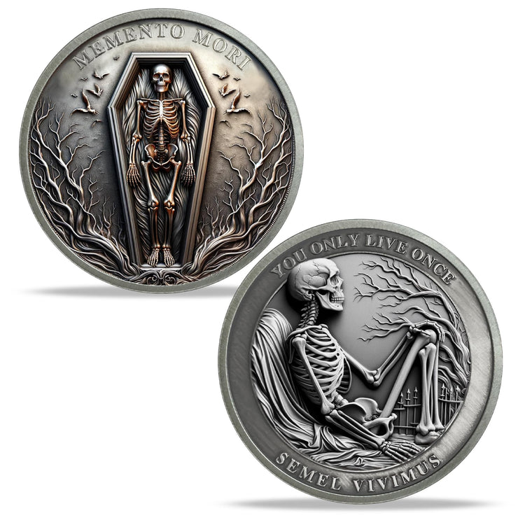 You Only Live Once Momento Mori Skull Coin