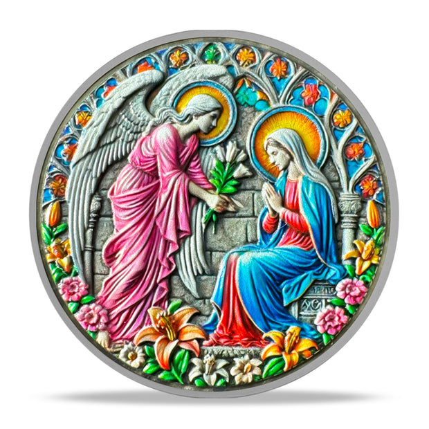 Inspirational Angel and Virgin Mary Annunciation Angel Religious Coin