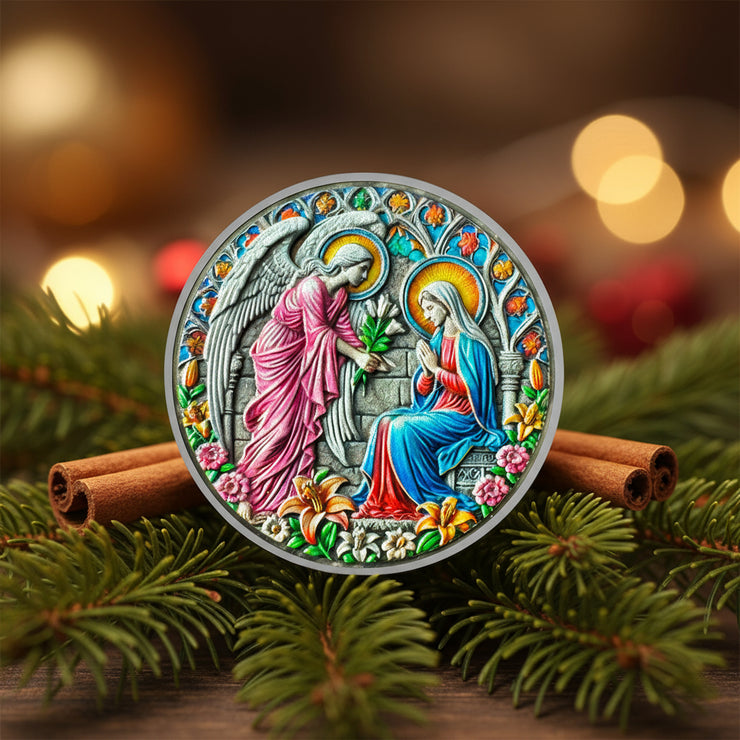 Inspirational Angel and Virgin Mary Annunciation Angel Religious Coin