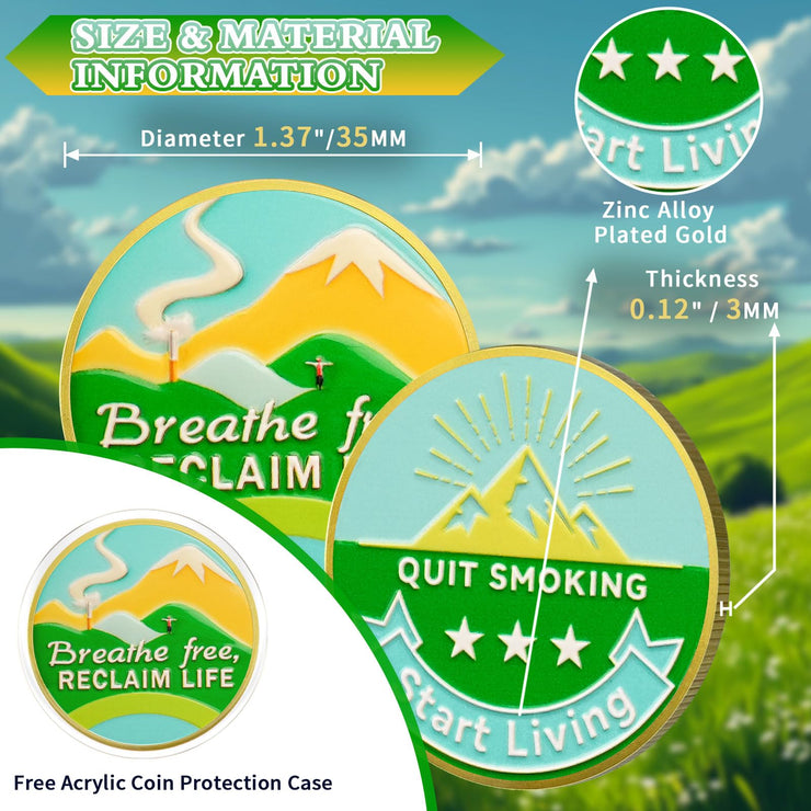 Quit Smoking Recovery  Breathe Free Sobriety Coin