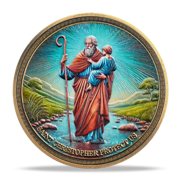 Saint Christopher Christian Challenge Coin with Prayer for Protection