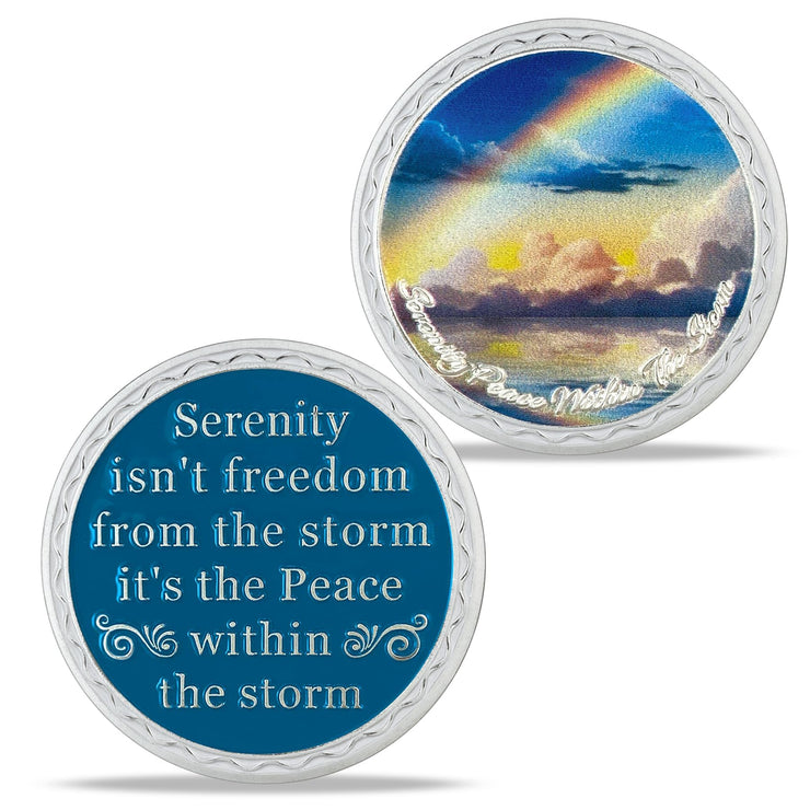 Rainbow Ocean Sobriety Coin with Inspirational Quote
