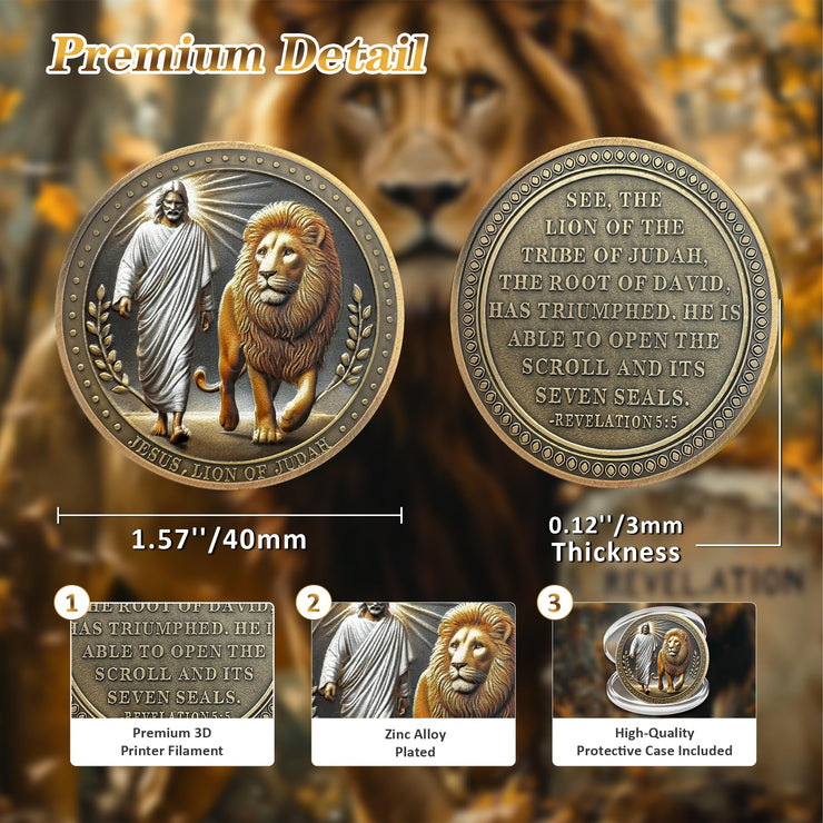 Prince of Peace Jesus  Lion of Judah Revelation 5:5 Religious Challenge Coin