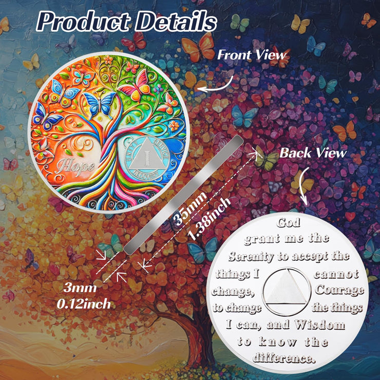 Personalized Tree of Life Golden Hope Sobriety Coin
