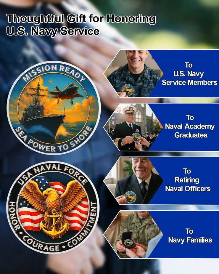 USA Navy Challenge Coin -Naval Force Coins with Warship & Eagl